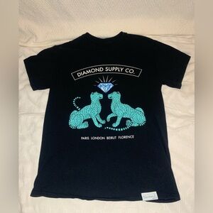 Diamond Supply Co. Black Tee with Blue and White Design